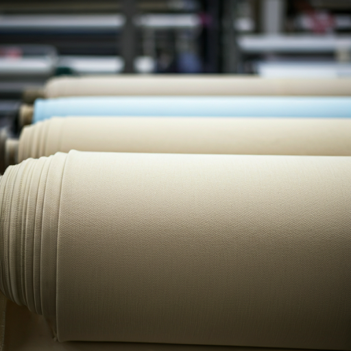 Rolls of fabric in textile factory