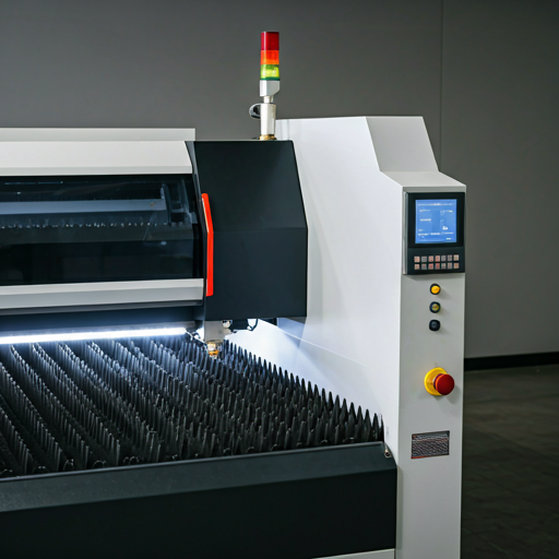 Precision laser cutting machine in operation